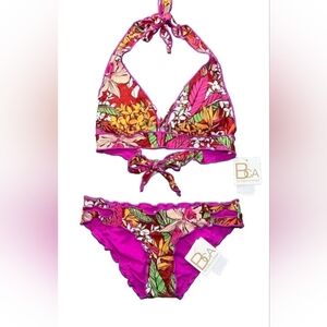 NEW BCA 2 PIECE SWIMSUIT/BIKINI TOP & BOTTOM-TROPICAL FLORAL PRINT. NWT